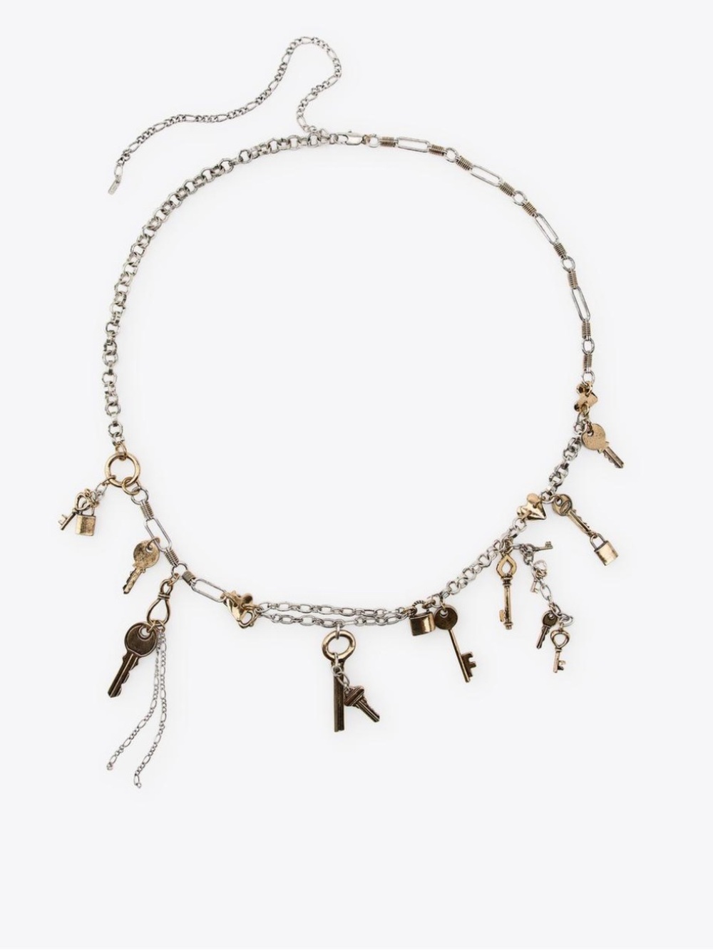 Zara NWT key and padlock gold silver necklace